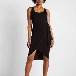 EXPRESS Body Contour Wrap Front Tie Waist Midi Dress with Built-in Shapewear